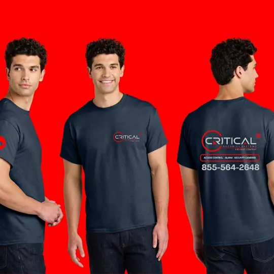 Navy t-shirts · Critical Security Systems by Croma Custom Apparel
